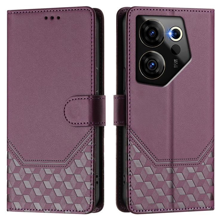 For Tecno Camon 20 Premier 5G Honeycomb Embossing RFID Leather Phone Case