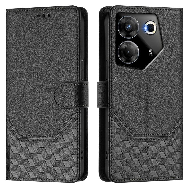 For Tecno Camon 20 Pro 5G Honeycomb Embossing RFID Leather Phone Case