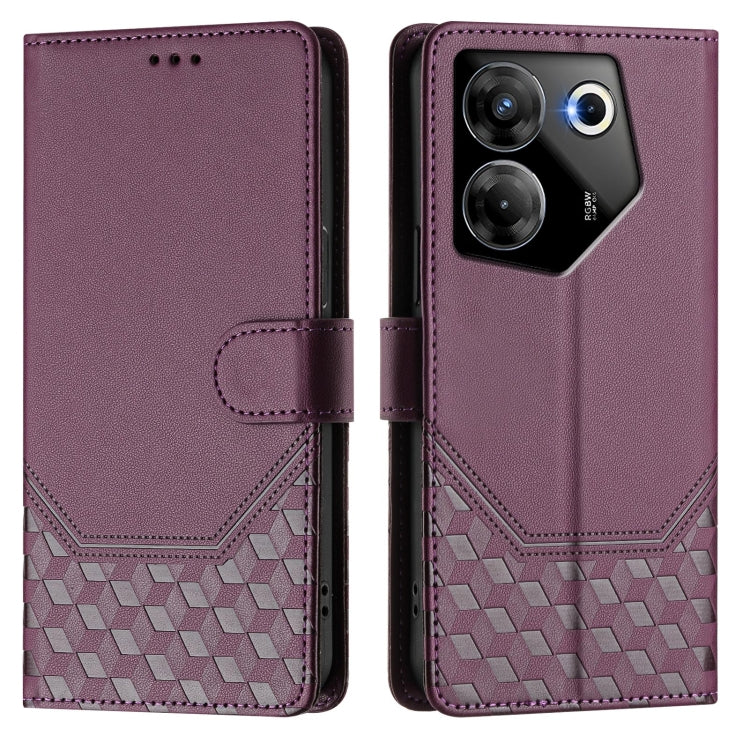 For Tecno Camon 20 Pro 5G Honeycomb Embossing RFID Leather Phone Case