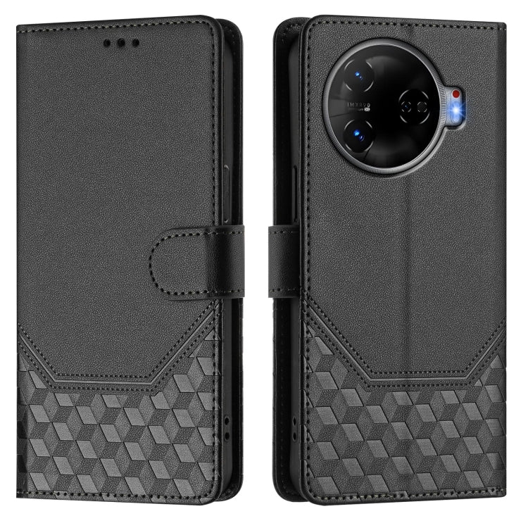 For Tecno Camon 30 Pro 5G Honeycomb Embossing RFID Leather Phone Case