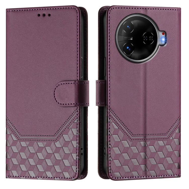 For Tecno Camon 30 Pro 5G Honeycomb Embossing RFID Leather Phone Case
