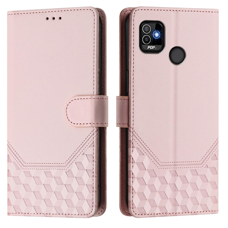 For Tecno Pop 5 Honeycomb Embossing RFID Leather Phone Case