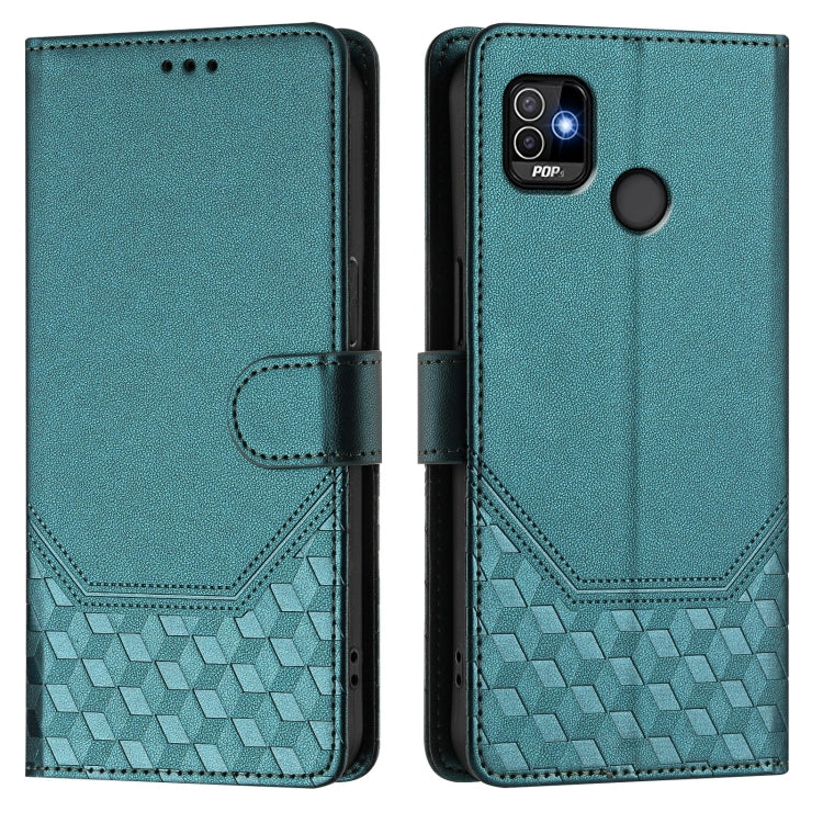 For Tecno Pop 5 Honeycomb Embossing RFID Leather Phone Case