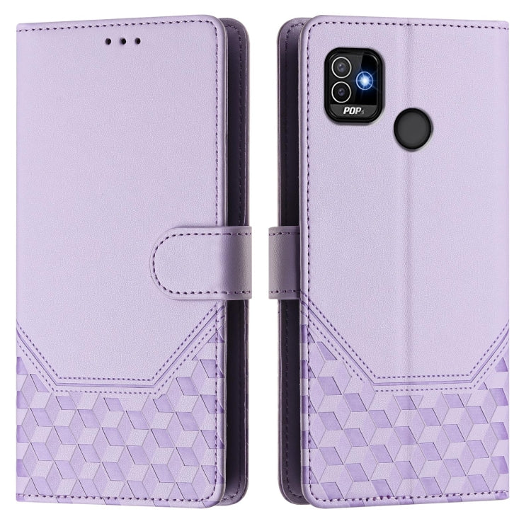 For Tecno Pop 5 Honeycomb Embossing RFID Leather Phone Case