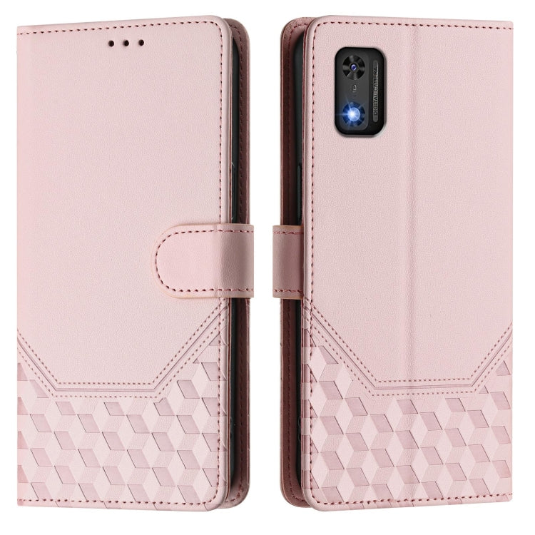 For Tecno Pop 6C Honeycomb Embossing RFID Leather Phone Case