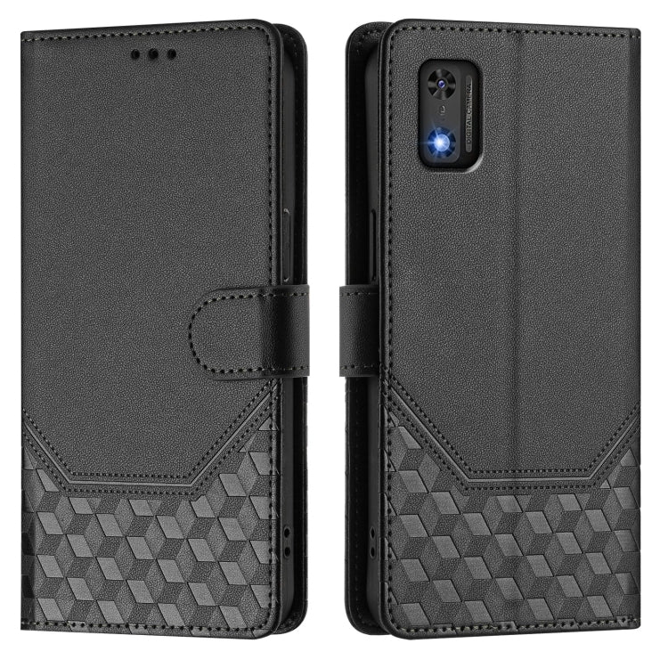 For Tecno Pop 6C Honeycomb Embossing RFID Leather Phone Case