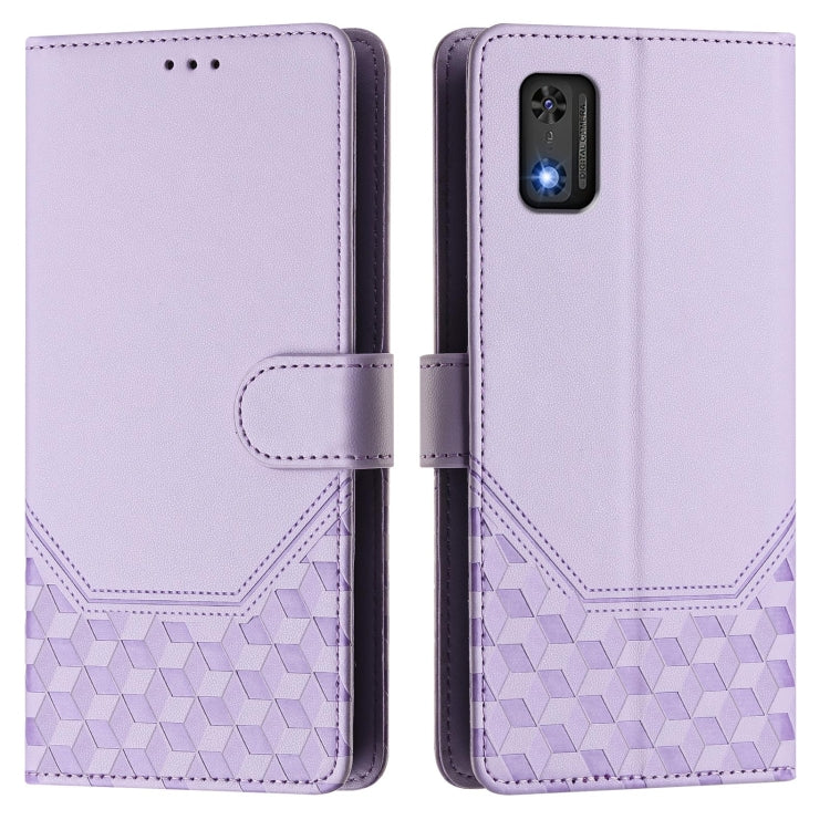 For Tecno Pop 6C Honeycomb Embossing RFID Leather Phone Case