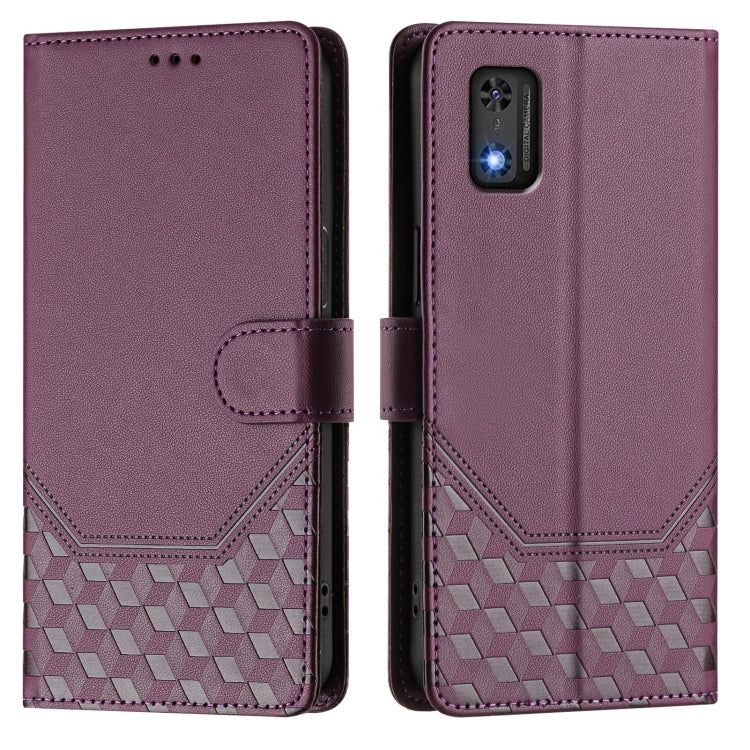 For Tecno Pop 6C Honeycomb Embossing RFID Leather Phone Case