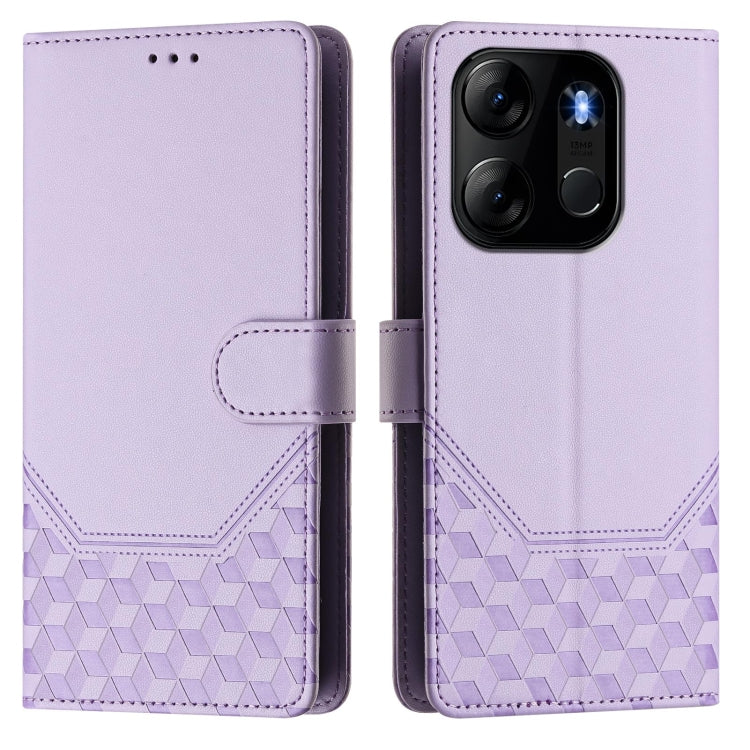 For Tecno Pop 7 / Pop 7 Pro Honeycomb Embossing RFID Leather Phone Case