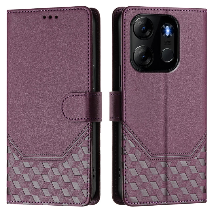 For Tecno Pop 7 / Pop 7 Pro Honeycomb Embossing RFID Leather Phone Case