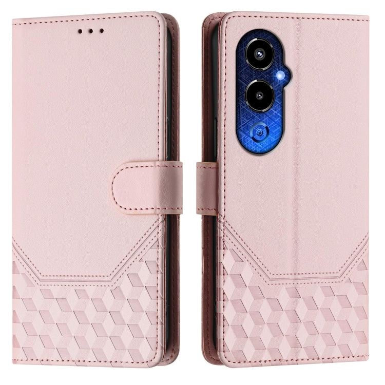 For Tecno Pova 4 Pro 4G Honeycomb Embossing RFID Leather Phone Case