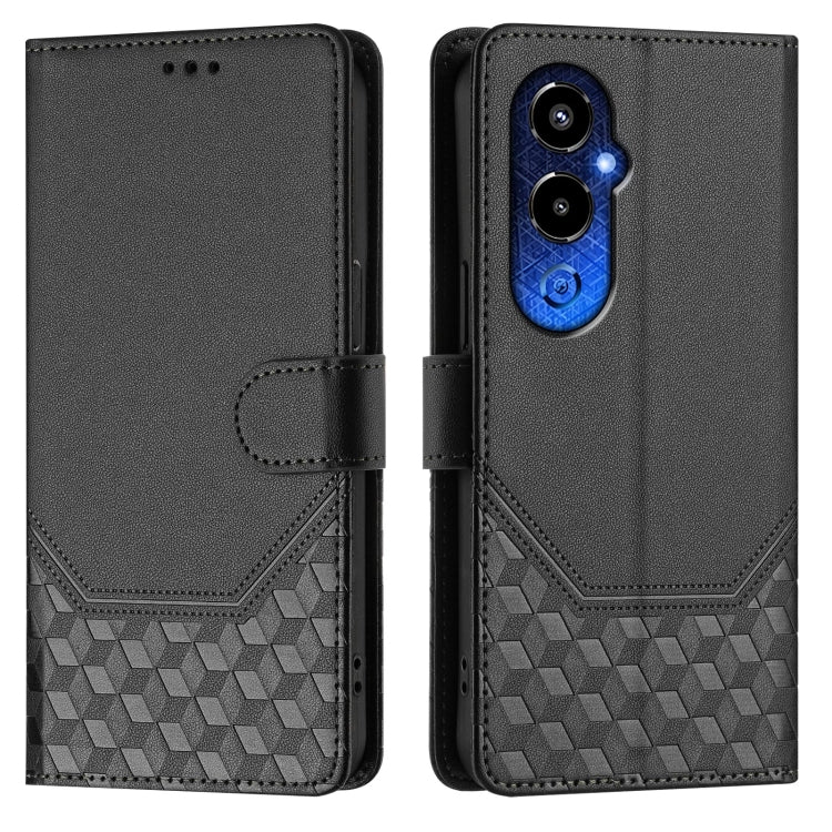 For Tecno Pova 4 Pro 4G Honeycomb Embossing RFID Leather Phone Case
