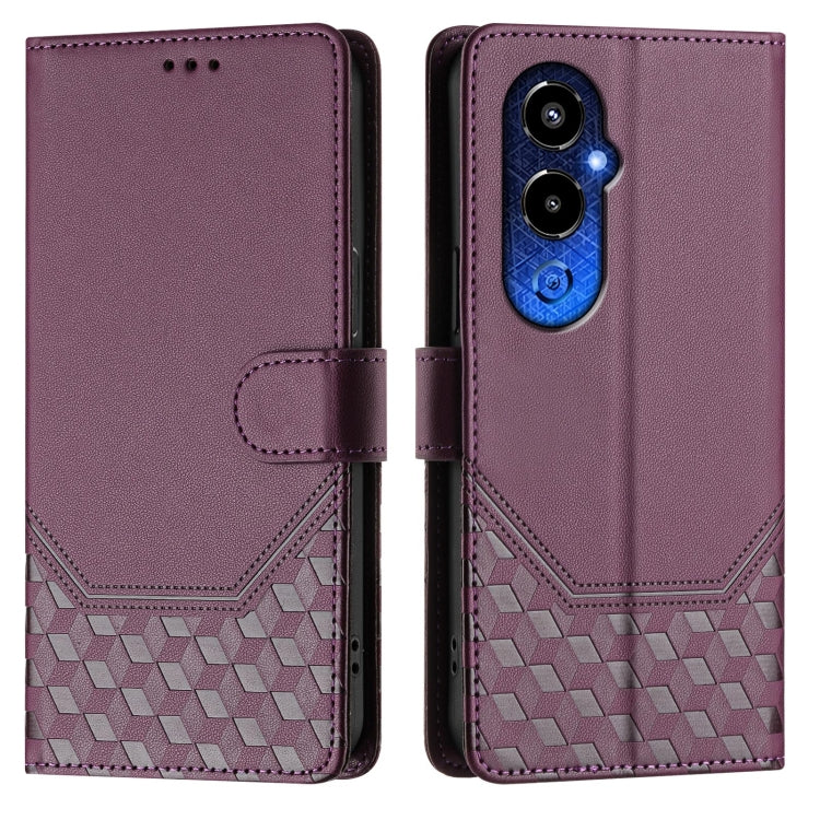 For Tecno Pova 4 Pro 4G Honeycomb Embossing RFID Leather Phone Case