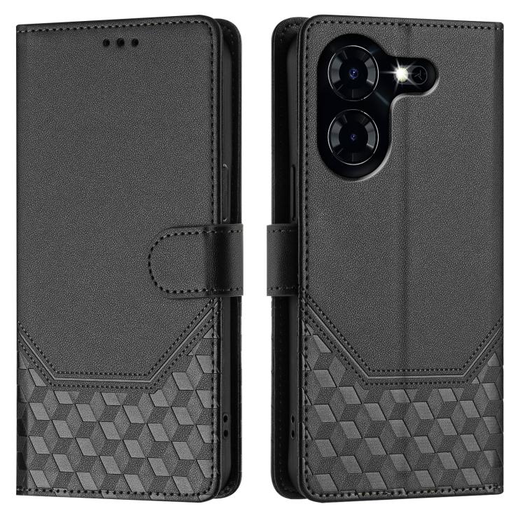 For Tecno Pova 5 Honeycomb Embossing RFID Leather Phone Case