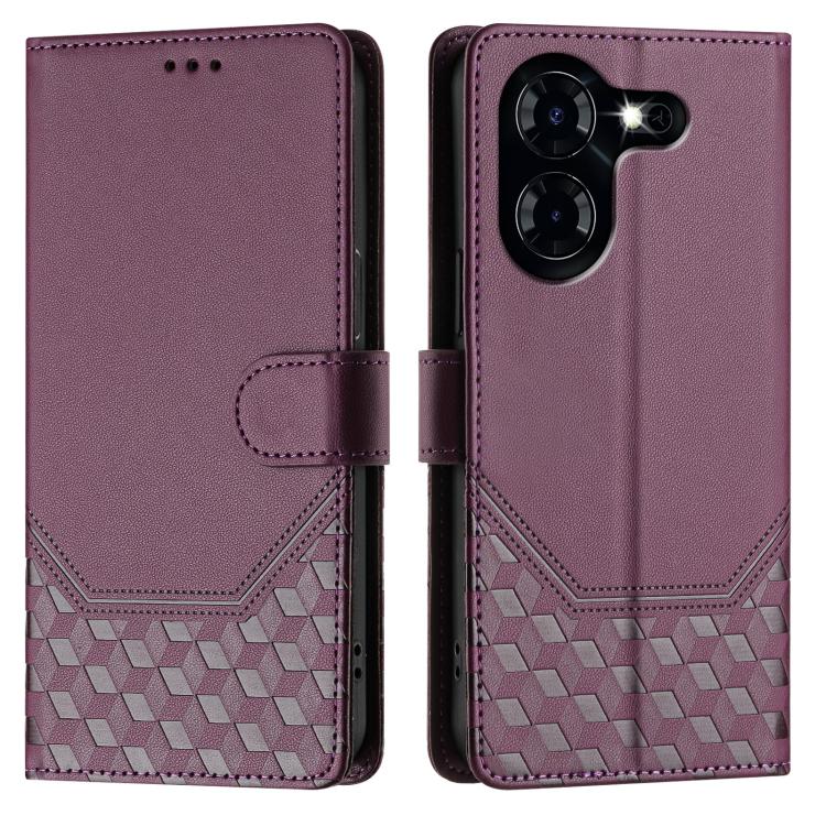 For Tecno Pova 5 Honeycomb Embossing RFID Leather Phone Case
