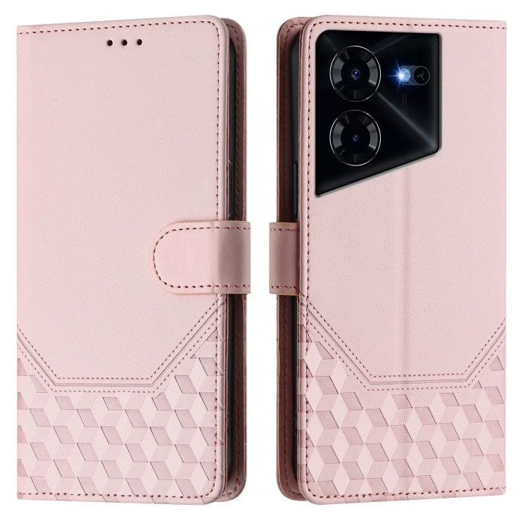 For Tecno Pova 5 Pro 5G Honeycomb Embossing RFID Leather Phone Case