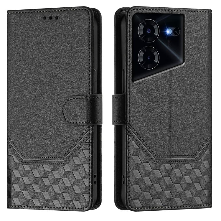 For Tecno Pova 5 Pro 5G Honeycomb Embossing RFID Leather Phone Case