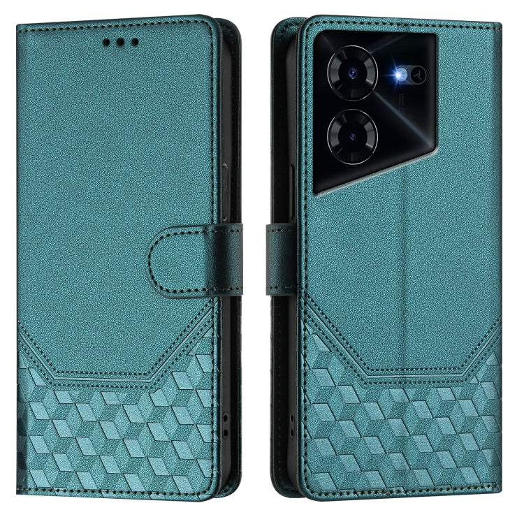 For Tecno Pova 5 Pro 5G Honeycomb Embossing RFID Leather Phone Case