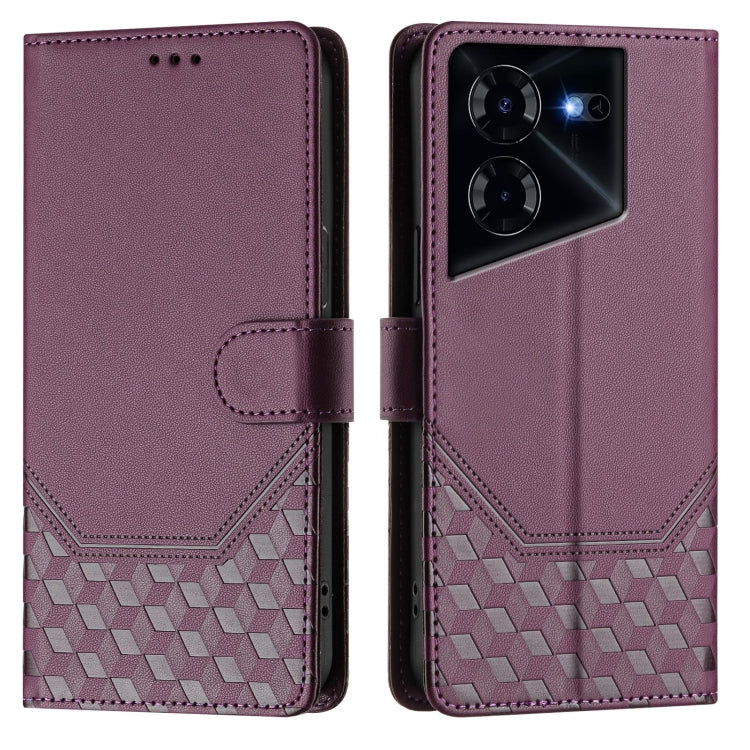 For Tecno Pova 5 Pro 5G Honeycomb Embossing RFID Leather Phone Case