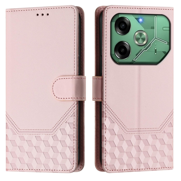 For Tecno Pova 6 4G Honeycomb Embossing RFID Leather Phone Case