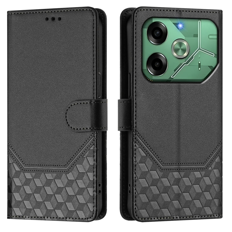 For Tecno Pova 6 4G Honeycomb Embossing RFID Leather Phone Case