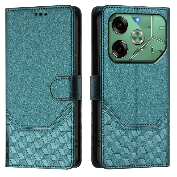 For Tecno Pova 6 4G Honeycomb Embossing RFID Leather Phone Case