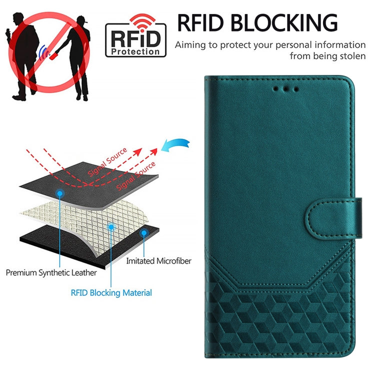 For Tecno Pova 6 4G Honeycomb Embossing RFID Leather Phone Case