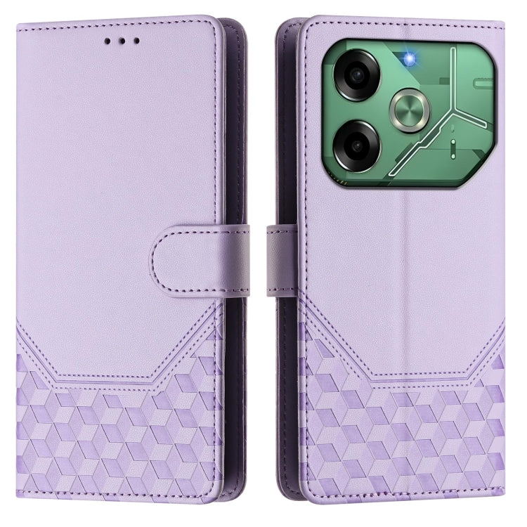 For Tecno Pova 6 4G Honeycomb Embossing RFID Leather Phone Case