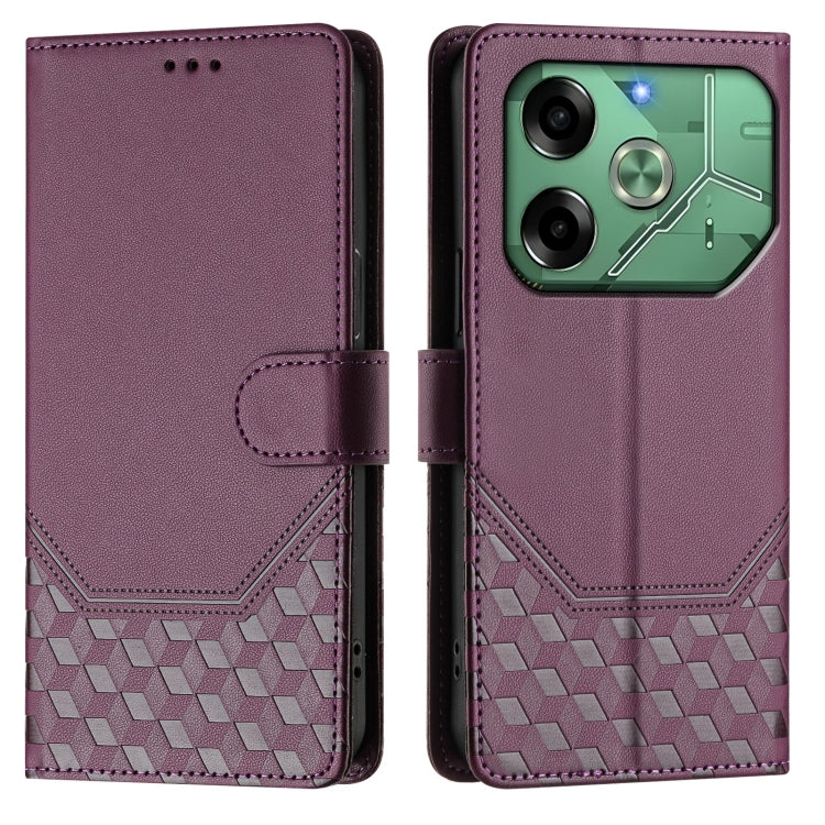 For Tecno Pova 6 4G Honeycomb Embossing RFID Leather Phone Case