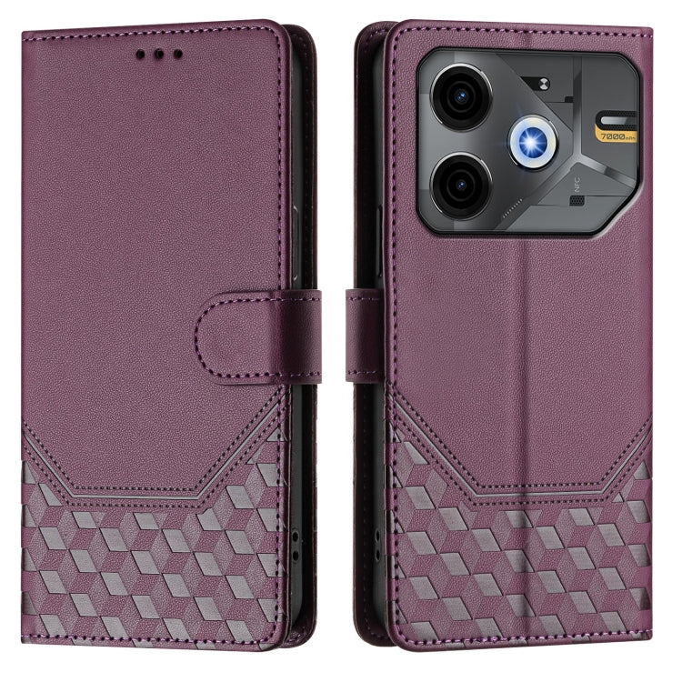 For Tecno Pova 6 Neo Honeycomb Embossing RFID Leather Phone Case