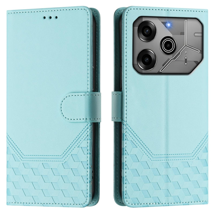 For Tecno Spark Go 2021 Honeycomb Embossing RFID Leather Phone Case
