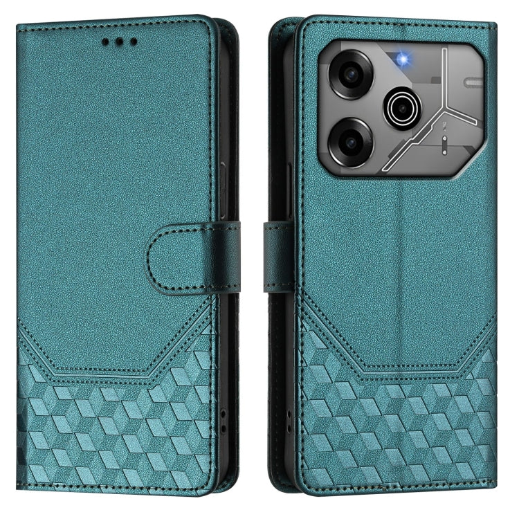 For Tecno Spark Go 2021 Honeycomb Embossing RFID Leather Phone Case