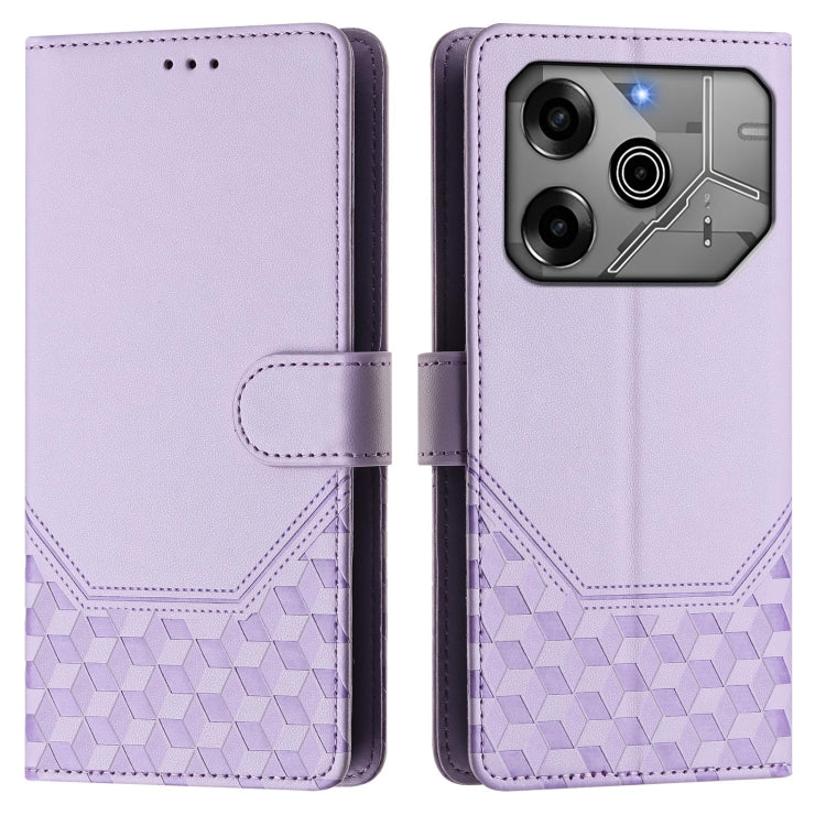 For Tecno Spark Go 2021 Honeycomb Embossing RFID Leather Phone Case