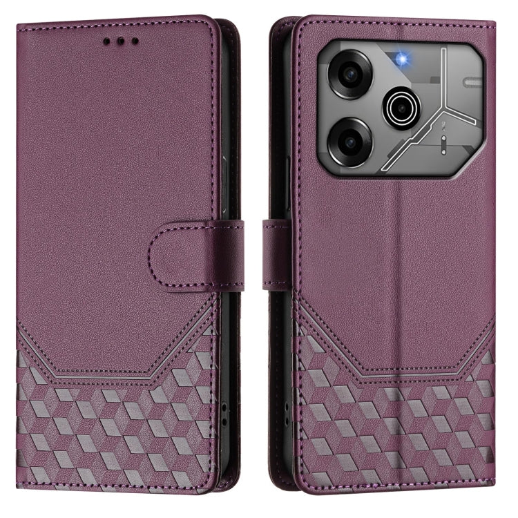 For Tecno Spark Go 2021 Honeycomb Embossing RFID Leather Phone Case