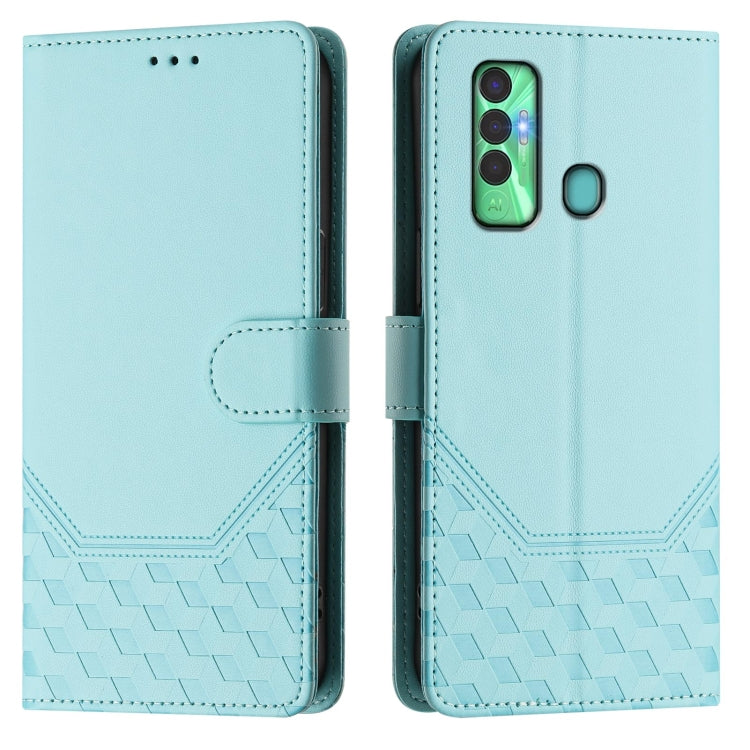 For Tecno Spark 7P Honeycomb Embossing RFID Leather Phone Case