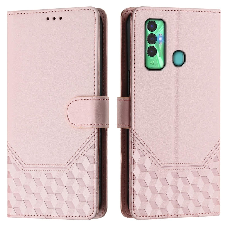 For Tecno Spark 7P Honeycomb Embossing RFID Leather Phone Case