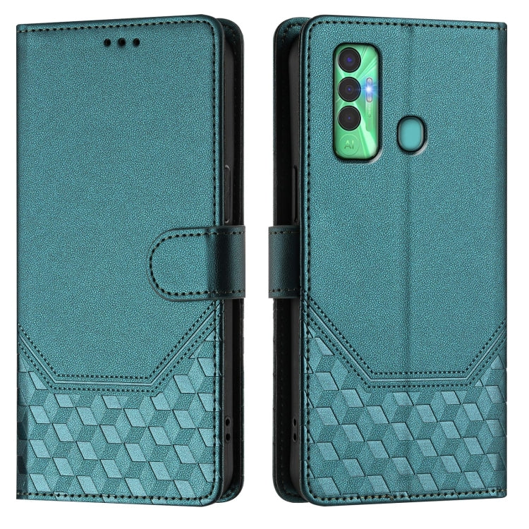 For Tecno Spark 7P Honeycomb Embossing RFID Leather Phone Case