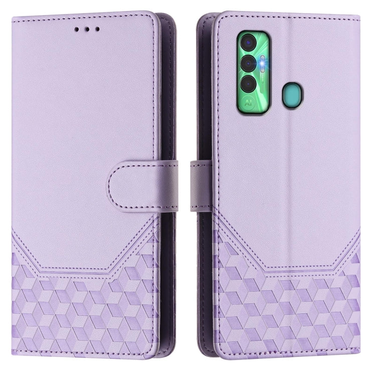 For Tecno Spark 7P Honeycomb Embossing RFID Leather Phone Case
