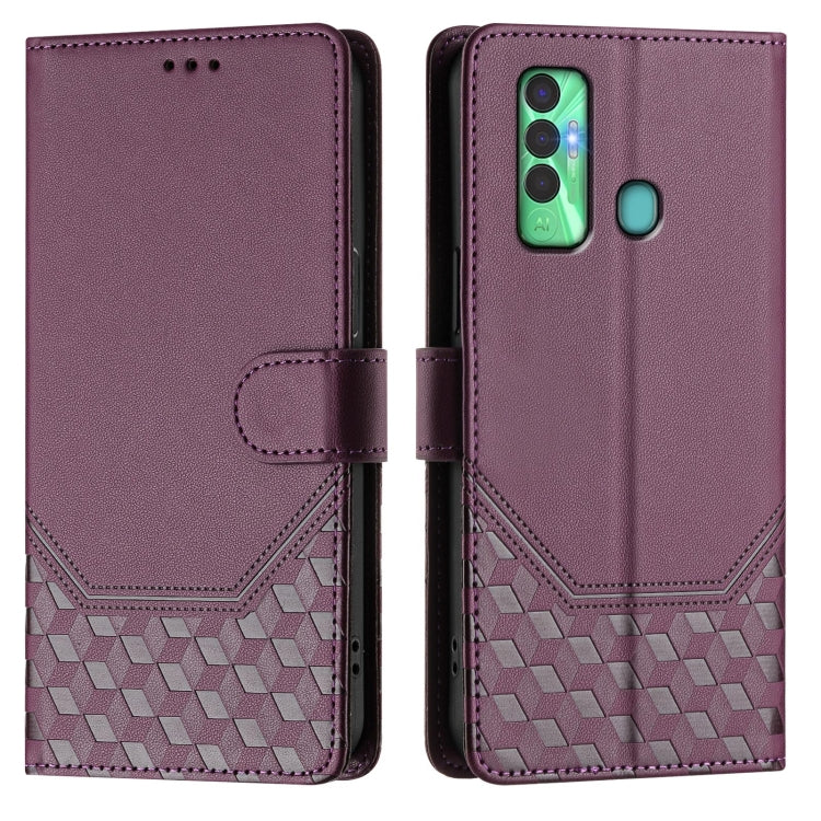 For Tecno Spark 7P Honeycomb Embossing RFID Leather Phone Case