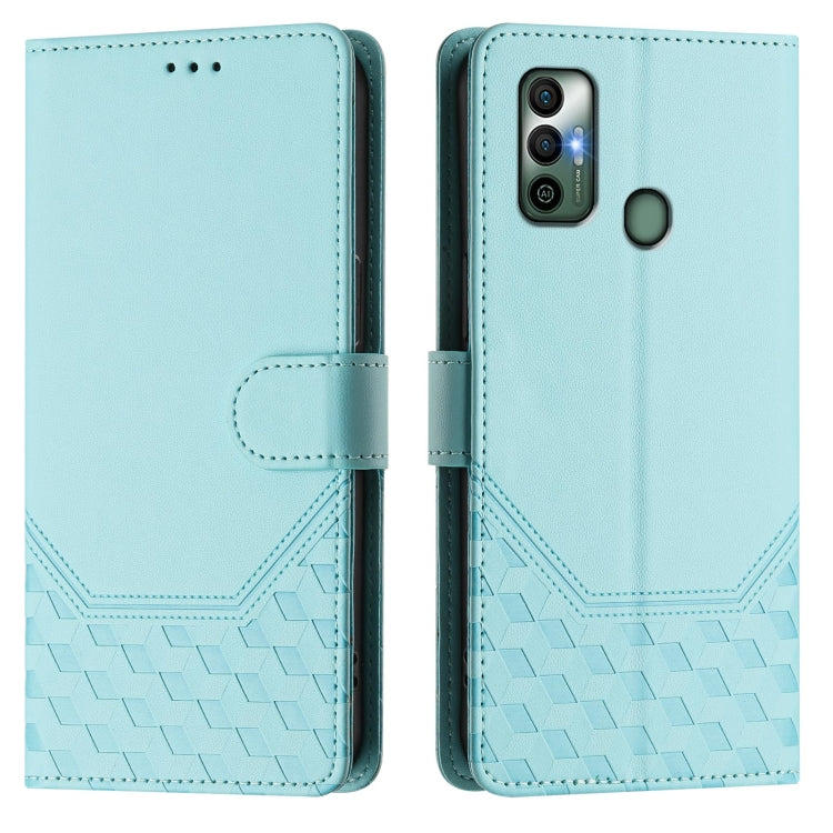For Tecno Spark 7 / Spark 7T Honeycomb Embossing RFID Leather Phone Case