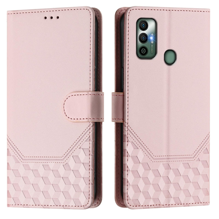 For Tecno Spark 7 / Spark 7T Honeycomb Embossing RFID Leather Phone Case