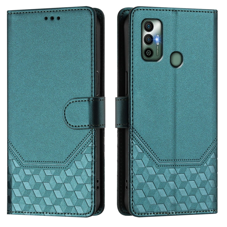 For Tecno Spark 7 / Spark 7T Honeycomb Embossing RFID Leather Phone Case