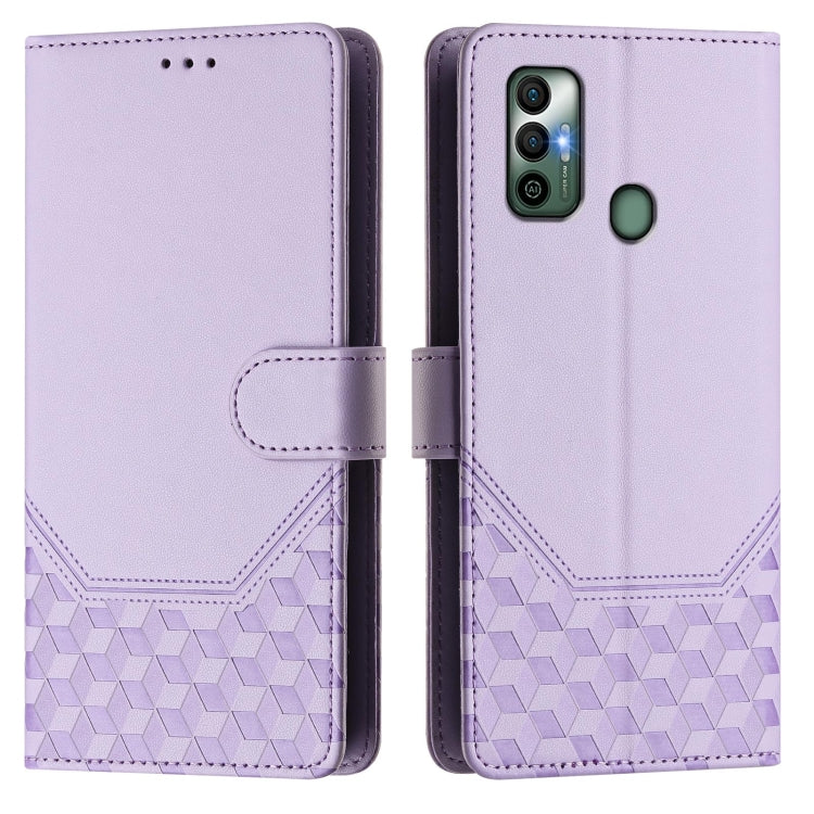 For Tecno Spark 7 / Spark 7T Honeycomb Embossing RFID Leather Phone Case