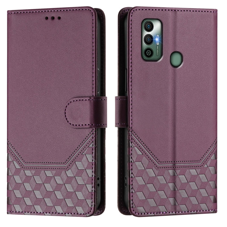 For Tecno Spark 7 / Spark 7T Honeycomb Embossing RFID Leather Phone Case