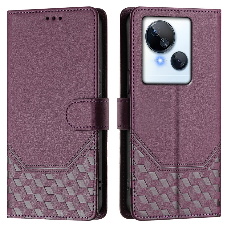 For Tecno Spark 10 5G Honeycomb Embossing RFID Leather Phone Case