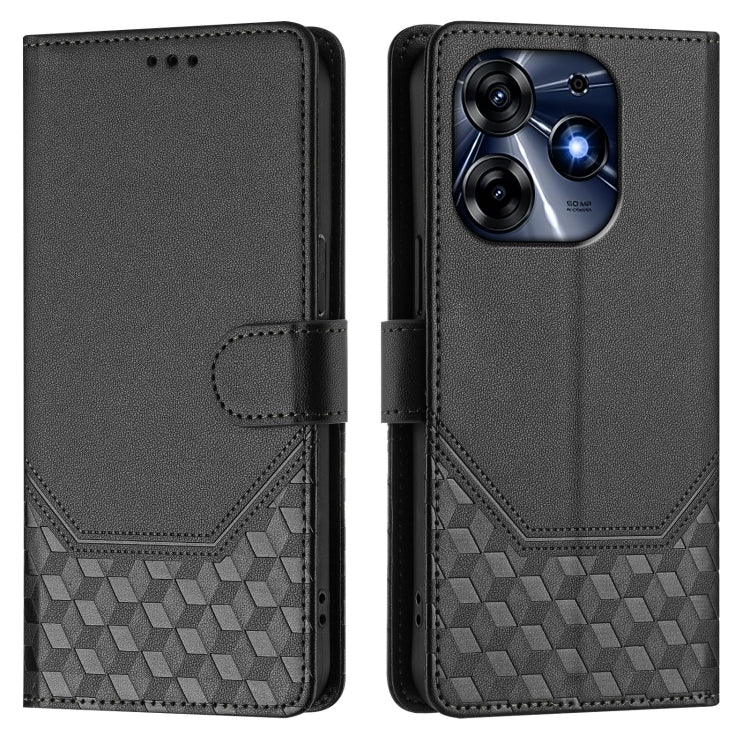 For Tecno Spark 10 Pro 4G Honeycomb Embossing RFID Leather Phone Case