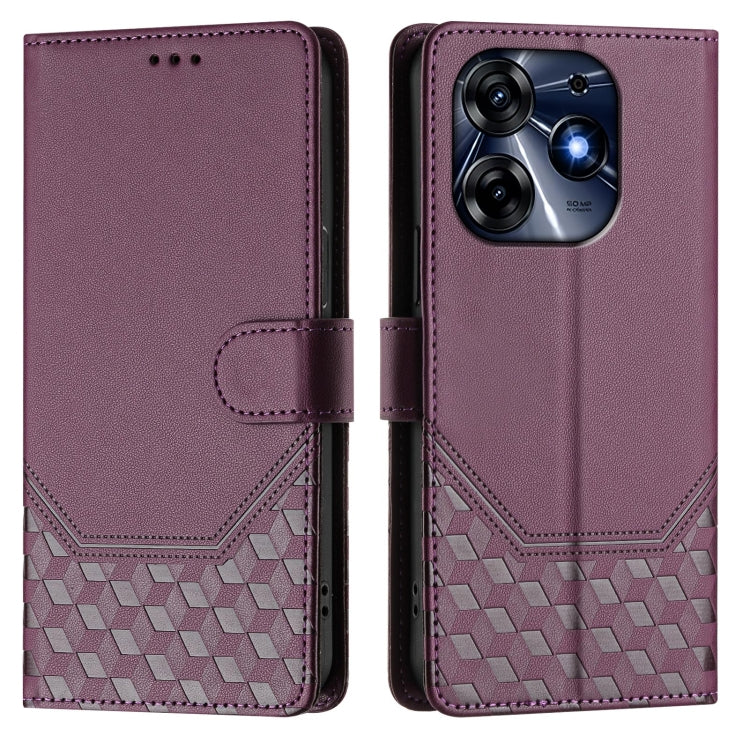 For Tecno Spark 10 Pro 4G Honeycomb Embossing RFID Leather Phone Case