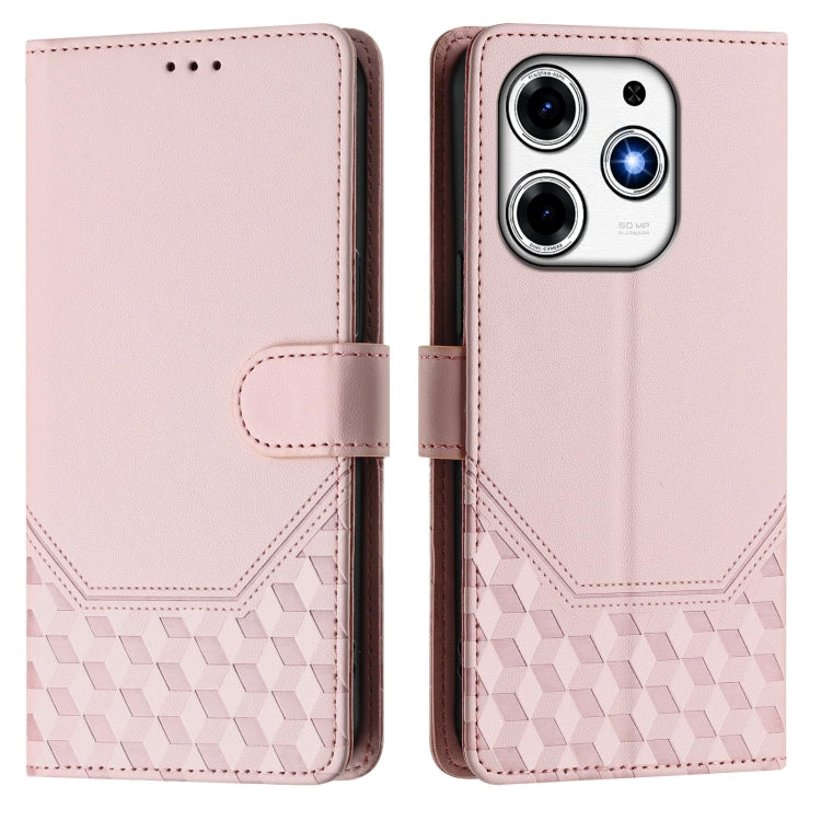 For Tecno Spark 10 Pro Magic Magenta Honeycomb Embossing RFID Leather Phone Case