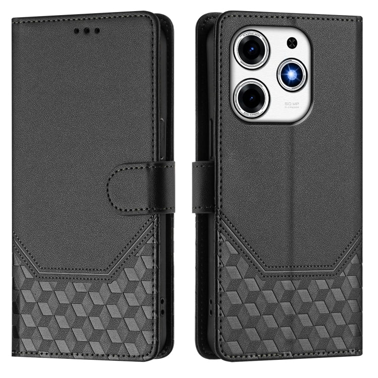 For Tecno Spark 10 Pro Magic Magenta Honeycomb Embossing RFID Leather Phone Case