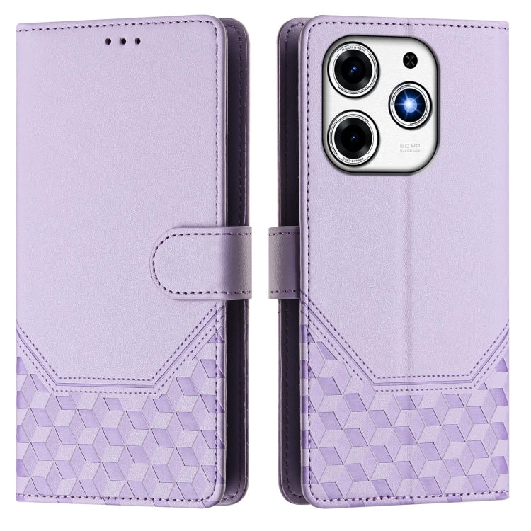 For Tecno Spark 10 Pro Magic Magenta Honeycomb Embossing RFID Leather Phone Case